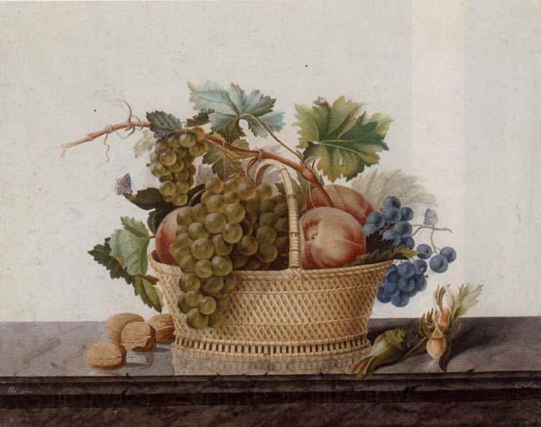 Madame Elie Still life of fruit in a bowl,upon a stone ledge Norge oil painting art